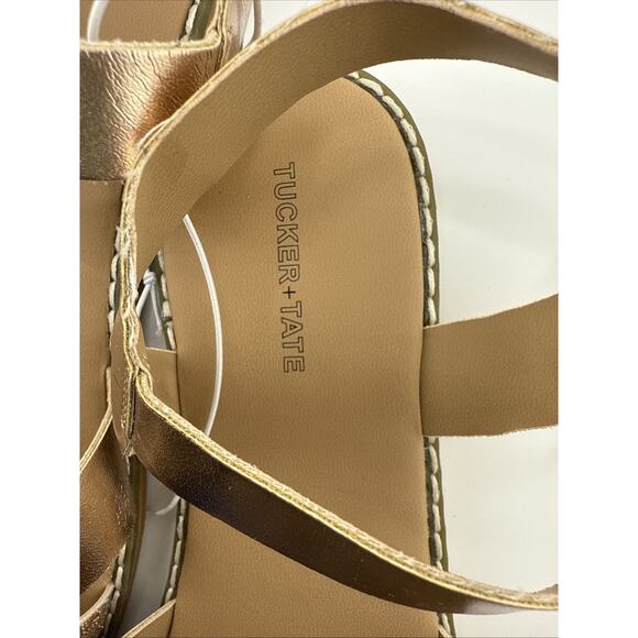 Tucker + Tate Arya Girls Cross Strap Rose Gold 3M Faux Leather Sandals‎ NWOB - Picture 4 of 8